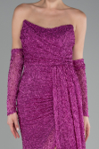 Robe de Soirée Longue Perlé Fushia ABU4163