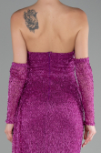 Robe de Soirée Longue Perlé Fushia ABU4163