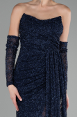 Robe de Soirée Longue Perlé Bleu Marine ABU4163