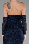 Robe de Soirée Longue Perlé Bleu Marine ABU4163