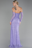 Robe de Soirée Longue Perlé Lilas ABU4163