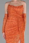 Robe de Soirée Longue Perlé Orange ABU4163
