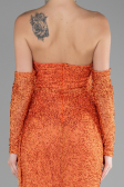 Robe de Soirée Longue Perlé Orange ABU4163