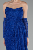 Robe de Soirée Longue Perlé Bleu Saxe ABU4163