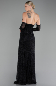 Robe de Soirée Longue Perlé Noir ABU4163