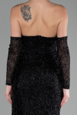 Robe de Soirée Longue Perlé Noir ABU4163