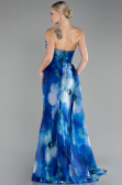 Robe de Soirée Longue Bleu Saxe ABU4169