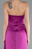 Robe de Soirée Longue Satin Fushia ABU4174