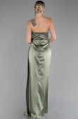 Robe de Soirée Longue Satin Kaki ABU4174