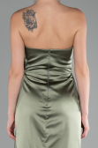 Robe de Soirée Longue Satin Kaki ABU4174
