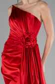 Robe de Soirée Longue Satin Rouge ABU4174