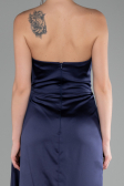 Robe de Soirée Longue Satin Bleu Marine ABU4174
