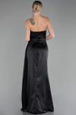 Robe de Soirée Longue Satin Noir ABU4174