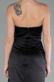 Robe de Soirée Longue Satin Noir ABU4174