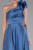 Robe de Soirée Longue Satin Indigo ABU4189