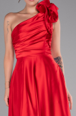 Robe de Soirée Longue Satin Rouge ABU4189