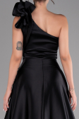 Robe de Soirée Longue Satin Noir ABU4189