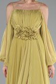 Robe de Soirée Longue Mousseline Pistache vert ABU4165