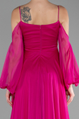 Robe de Soirée Longue Mousseline Fushia ABU4165