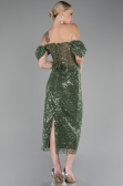 Robe de Cérémonie Midi Squameuse Kaki ABK2130