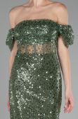 Robe de Cérémonie Midi Squameuse Kaki ABK2130