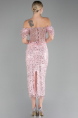 Robe de Cérémonie Midi Squameuse Poudre ABK2130