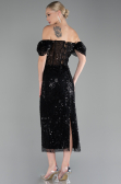 Robe de Cérémonie Midi Squameuse Noir ABK2130