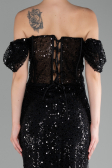 Robe de Cérémonie Midi Squameuse Noir ABK2130