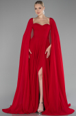 Robe de Soirée Longue Mousseline Rouge ABU4158