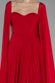 Robe de Soirée Longue Mousseline Rouge ABU4158