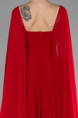 Robe de Soirée Longue Mousseline Rouge ABU4158