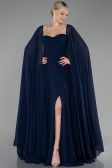 Robe de Soirée Longue Mousseline Bleu Marine ABU4158