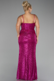 Robe Grande Taille Squameuse Longue Fushia ABU3322