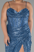 Robe Grande Taille Squameuse Longue Indigo ABU3322