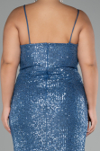 Robe Grande Taille Squameuse Longue Indigo ABU3322
