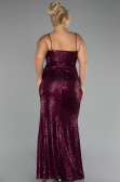 Robe Grande Taille Squameuse Longue Couleur Cerise ABU3322