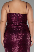 Robe Grande Taille Squameuse Longue Couleur Cerise ABU3322