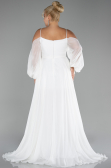 Robe De Fiançailles Grande Taille Longue Mousseline Blanc ABU4167