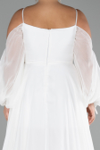 Robe De Fiançailles Grande Taille Longue Mousseline Blanc ABU4167