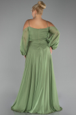 Robe De Fiançailles Grande Taille Longue Mousseline Kaki ABU4167