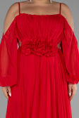 Robe De Fiançailles Grande Taille Longue Mousseline Rouge ABU4167