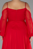 Robe De Fiançailles Grande Taille Longue Mousseline Rouge ABU4167