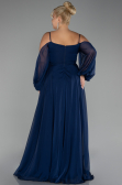 Robe De Fiançailles Grande Taille Longue Mousseline Bleu Marine ABU4167
