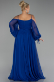 Robe De Fiançailles Grande Taille Longue Mousseline Bleu Saxe ABU4167
