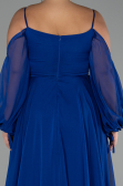 Robe De Fiançailles Grande Taille Longue Mousseline Bleu Saxe ABU4167