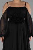 Robe De Fiançailles Grande Taille Longue Mousseline Noir ABU4167