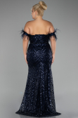 Robe de Soirée Grande Taille Longue Bleu Marine ABU4149