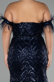 Robe de Soirée Grande Taille Longue Bleu Marine ABU4149