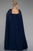 Robe Grande Taille Longue Mousseline Bleu Marine ABU4161