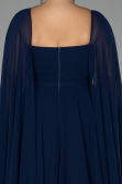 Robe Grande Taille Longue Mousseline Bleu Marine ABU4161